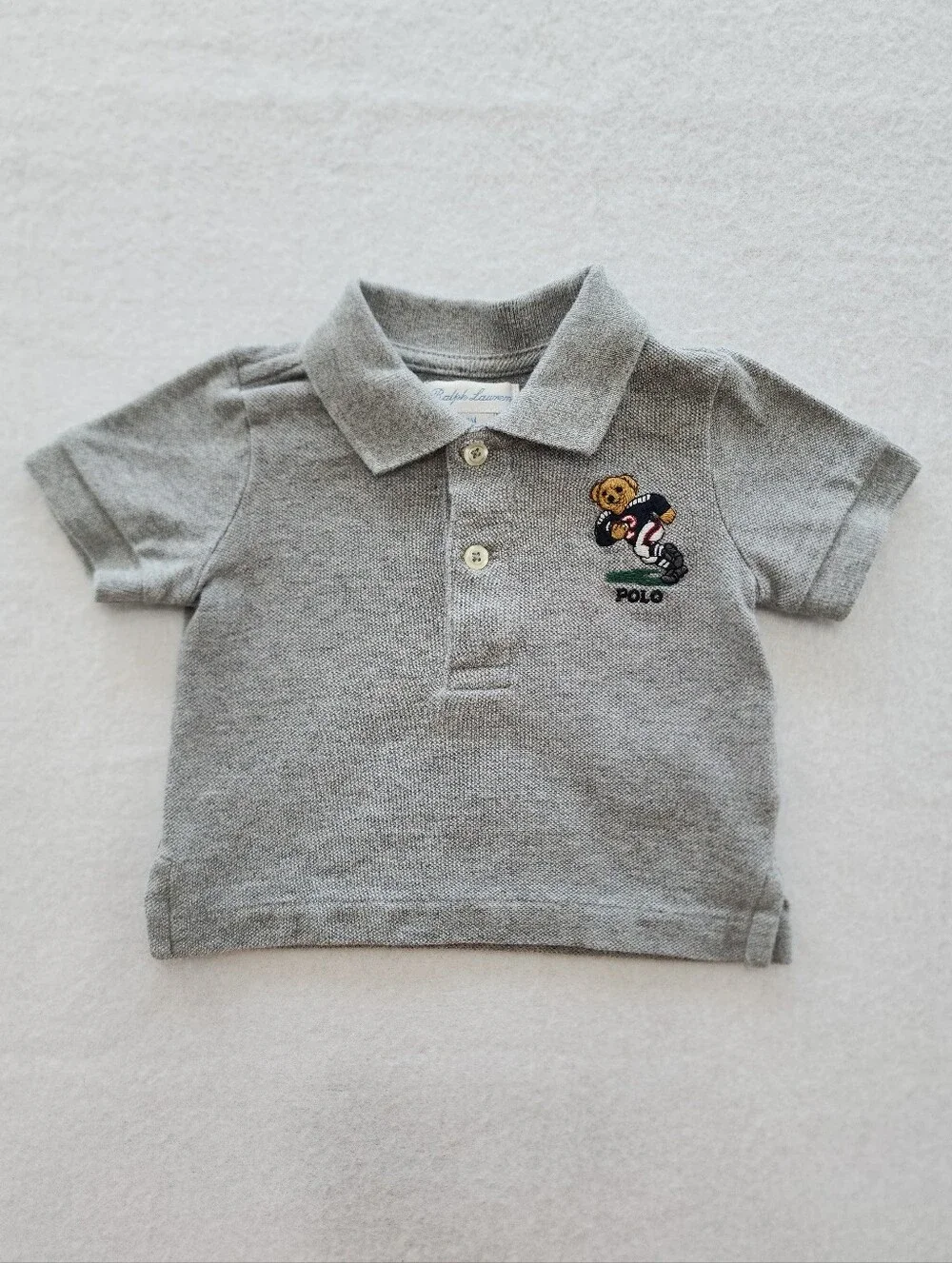 Ralph Lauren Baby 3M Polo Bear Shirt & Gray Polo Top Bundle Boys 2 Pc